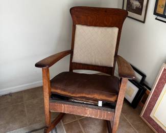 Antique Arts Crafts Mission Oak Rocking Chair by Chittenden  Eastman