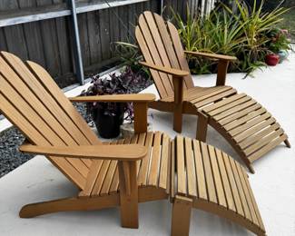 Teak Adirondack Chair with Ottoman