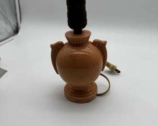 Vintage Peach Ceramic Urn Lamp Base with Handles