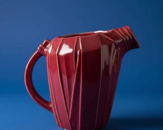 Vintage McCoy Burgundy Pitcher with Geometric Design