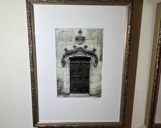 Framed Black and White Photographs of Architectural Details and the Pioneer Zephyr Train