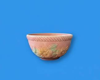 Hull Pottery Sunglow Pink Floral Embossed Mixing Bowl