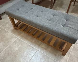 ACME Furniture Charla Tufted Upholstered Storage Bench with Wooden Slat Shelf