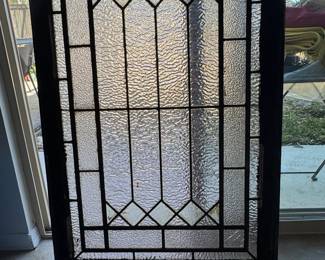 Vintage Leaded Glass Window Panel with Geometric Design second image