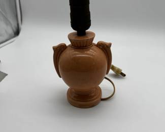 Vintage Peach Ceramic Urn Lamp Base with Handles