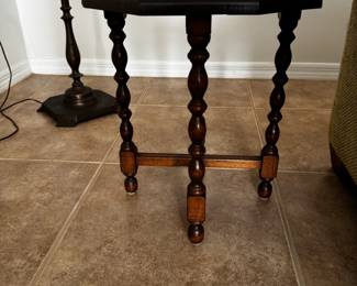 Octagonal Barley Twist Pedestal Side Table