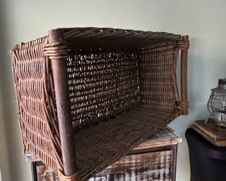 Wicker Storage Basket with Pole Handles