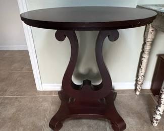 Lyre Base Mahogany Accent Table