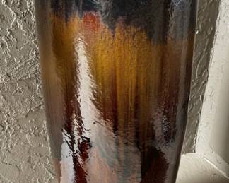 Tall Glazed Ceramic Floor Vase with Gradient Glaze