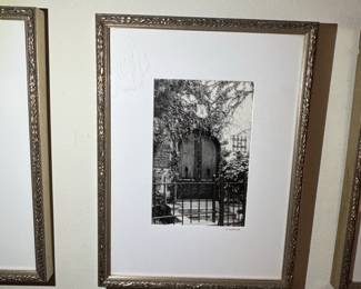 Framed Black and White Photographs of Architectural Details and the Pioneer Zephyr Train second image