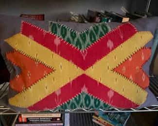 Uzbek Ikat Patchwork Lumbar Pillow