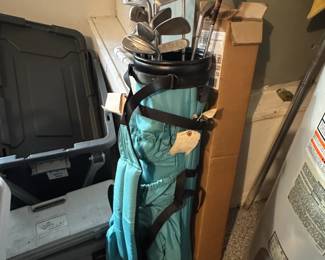 Vintage Golf Club Set with Teal Golf Bag