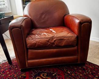 Vintage French Art Deco Leather Club Chair
