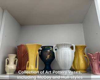 Collection of Art Pottery Vases, including McCoy and Hull styles