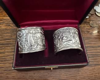 Ornate SilverPlated Napkin Rings with Classical and Crest Motifs