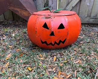 Vintage Tin Litho Jack O Lantern Pail