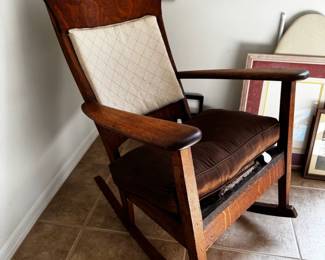 Antique Arts Crafts Mission Oak Rocking Chair by Chittenden  Eastman second image