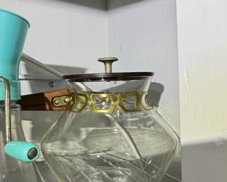 Vintage Princess House Heritage Glass Carafe with Brass Accents