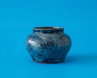 Blue Drip Glaze Studio Pottery Vase