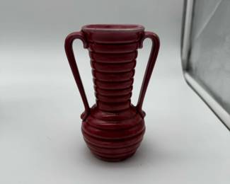 Red Ceramic AmphoraStyle Vase with Handles  Shawnee Pottery