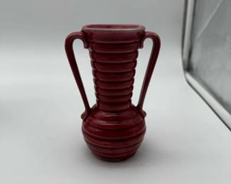 Red Ceramic AmphoraStyle Vase with Handles  Shawnee Pottery