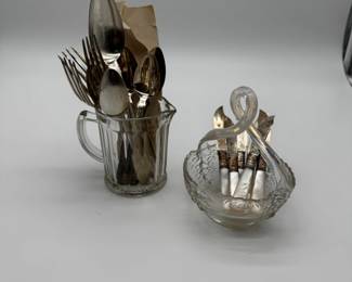 SilverPlated Flatware Set in Glass Holders second image