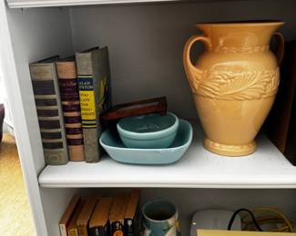 Assorted Vintage Books and Abingdon Pottery Vase