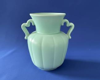 Vintage McCoy Pottery Double Handle Vase in Aqua