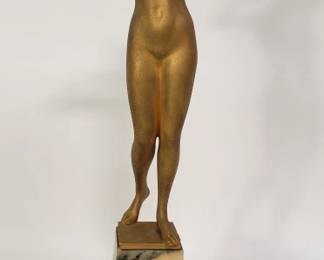 Art Deco spelter sculpture on a marble base