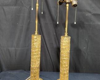 Pair of vintage Murano glass block table lamps