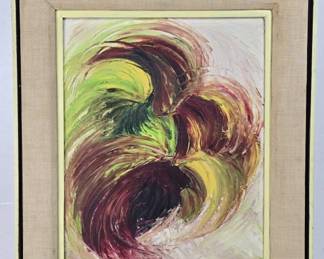  Vintage oil on board abstract painting, framed