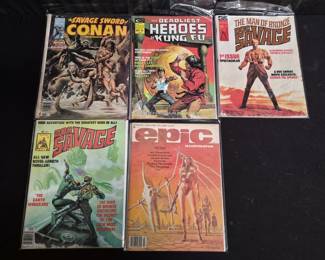 Group of vintage comic books and magazines