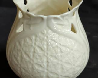 Belleek snowflake votive vase