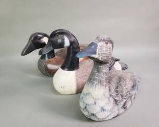 3 vintage hand painted duck decoys