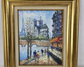 J. Bardot signed oil painting of a Parisian scene