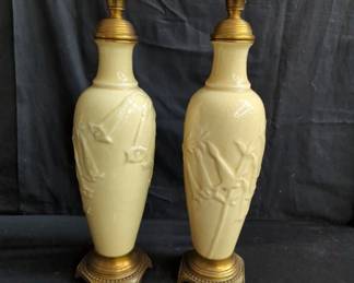 Pair of porcelain vase table lamps