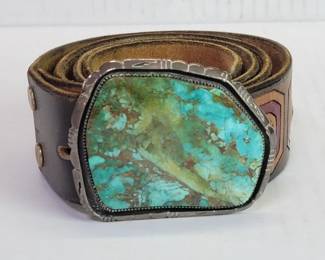 Jerry Nelson sterling silver and turquoise belt