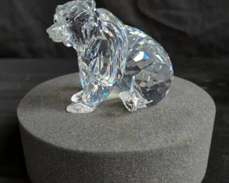 Swarovski silver crystal bear figurine container