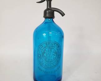 Vintage blue glass seltzer bottle