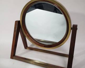 Bronze & mahogany vanity/table mirror in the style