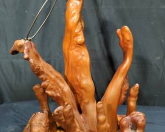 Mid-century petrified burl wood table lamp