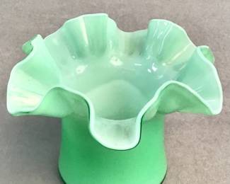 Vintage Fenton cased ivy-green & white art glass