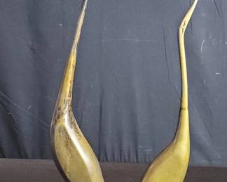 Pair of Mid century brass crane bird figures