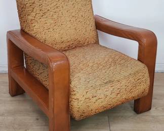 Art Deco leather and upholstered club chair