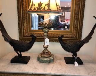 Pair of metal pheasants