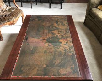 Chinese coffee table with painted scene