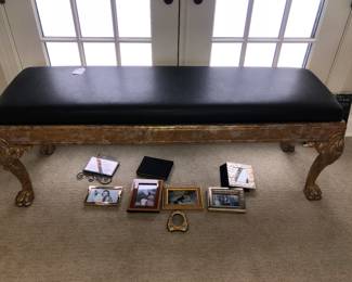 Fine long leather top bench 