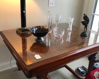 Marquetry top library table 