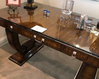 Wonderful Theodore Alexander Art Deco style partners desk