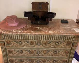 John Widdicomb marble top chest